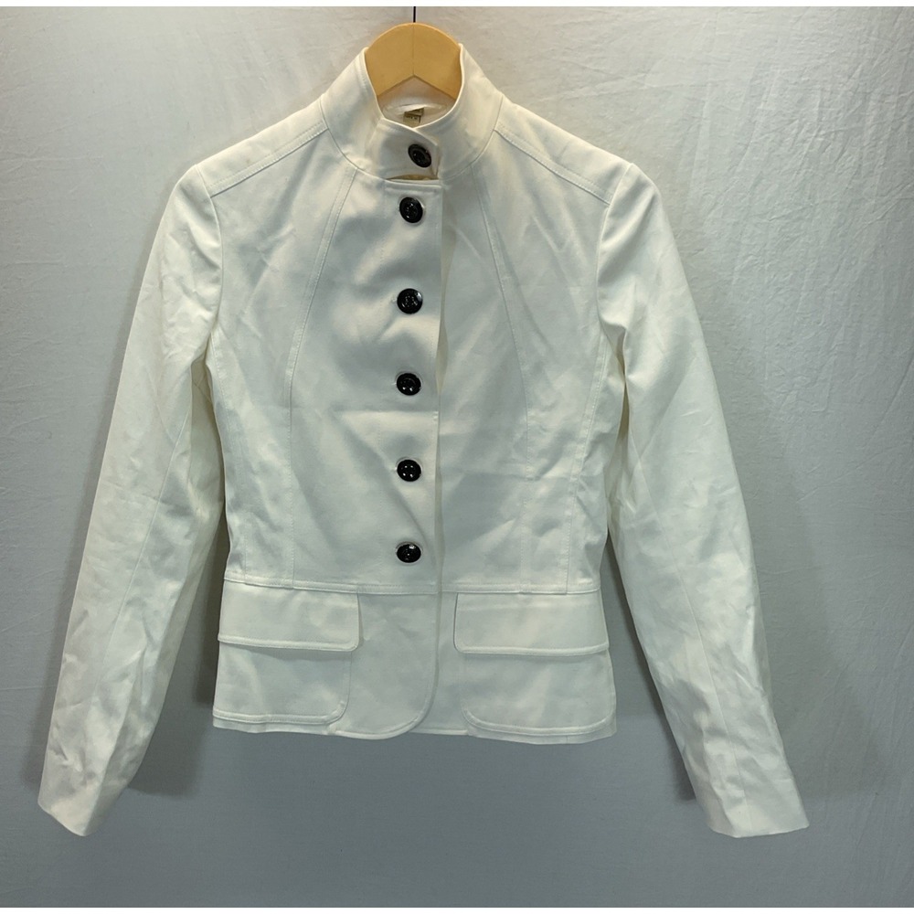 BURBERRY WOMENS White Button Down Blazer Jacket Sz 6 Chic Classy old money